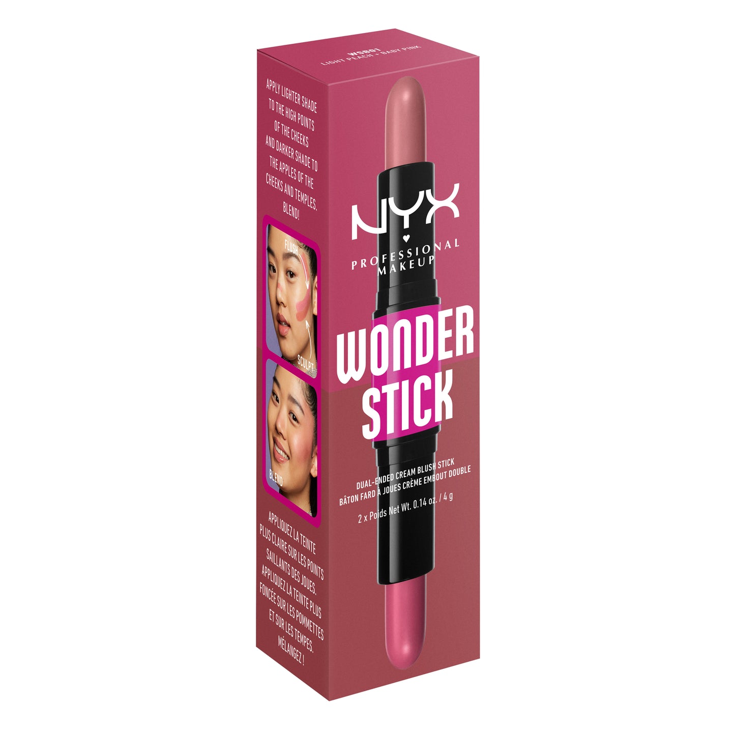 NYX Wonder Stick Dual Ended Cream Blush Stick, Light Peach