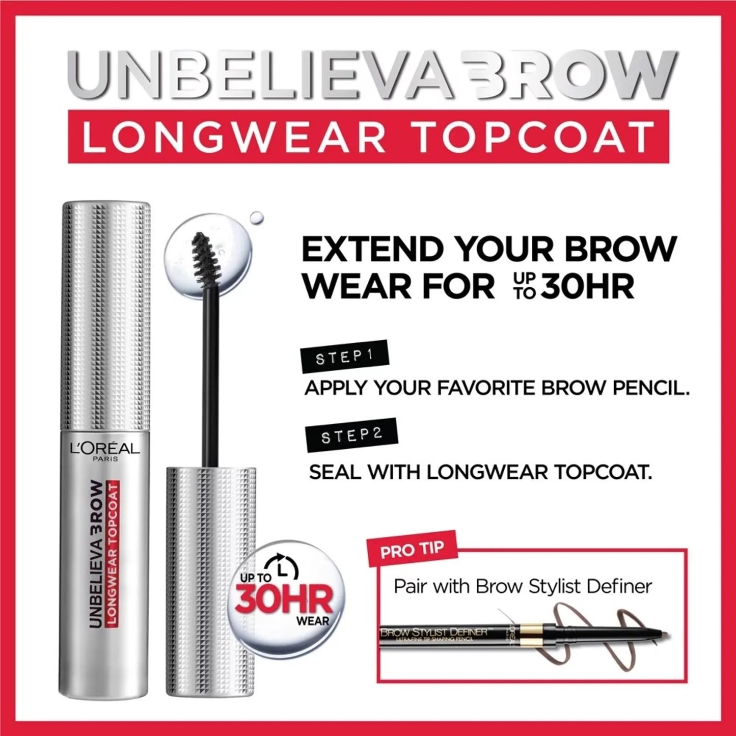 LOREAL LONGWEAR BROW TOP COAT 30HR