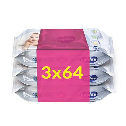 Happies wipes care'n clean economy pack 192 wipes
