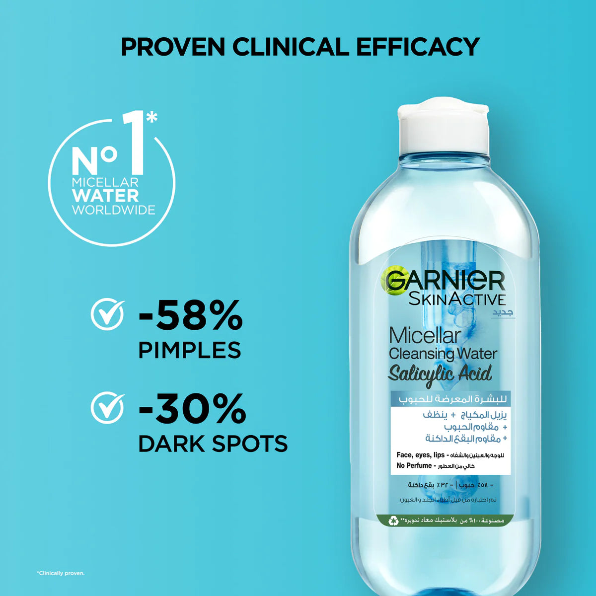 Garnier Fast Clear Micellar Water with Salicylic Acid for Acne Prone Skin 400ml