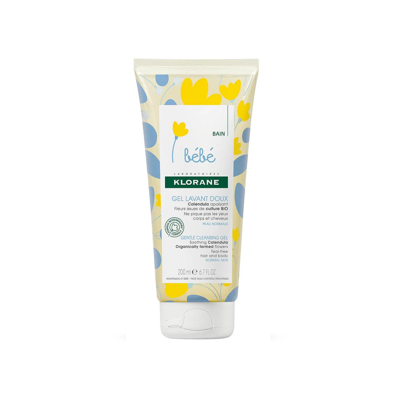 KLORANE Baby Gentle Cleansing Gel with Soothing Calendula from Organically Farmed Flowers - Normal Skin