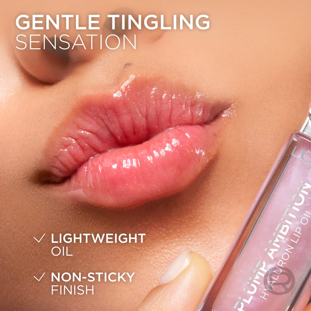 LOREAL PARIS Plump Ambition Hyaluron Lip Oil, 24HR Hydration and Volumizing Shine