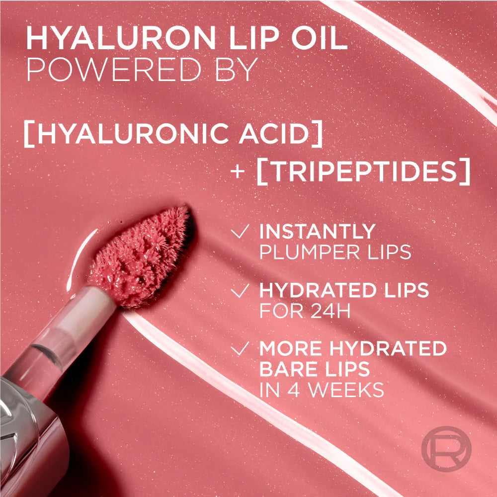 LOREAL PARIS Plump Ambition Hyaluron Lip Oil, 24HR Hydration and Volumizing Shine