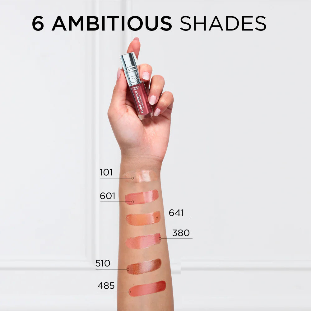 LOREAL PARIS Plump Ambition Hyaluron Lip Oil, 24HR Hydration and Volumizing Shine