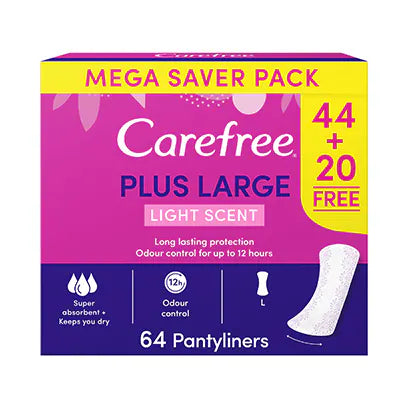 Carefree Pantyliners plus large light scent 44+22Free