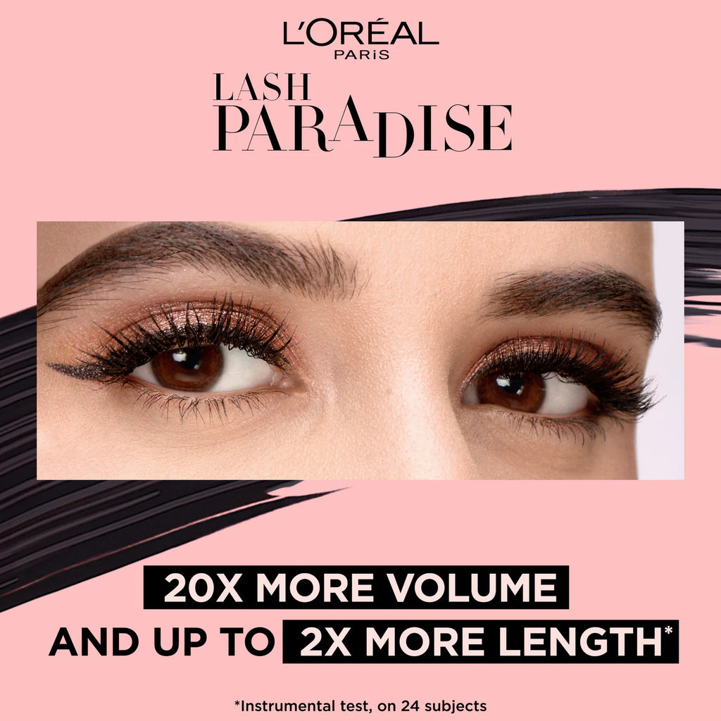 L'Oreal Paris Lash Paradise 24 Hour, Volumizing and Lengthening Black Mascara- Washable