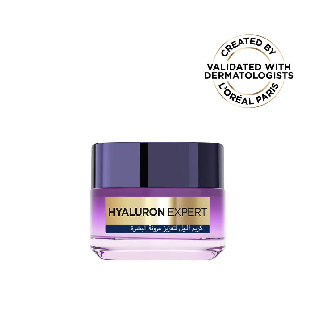 L’Oréal Paris, Hyaluron Expert, Replumping and Moisturizing Night Cream, against Fine Lines, for Intense Hydration, with Hyaluronic Acid, 50 ml