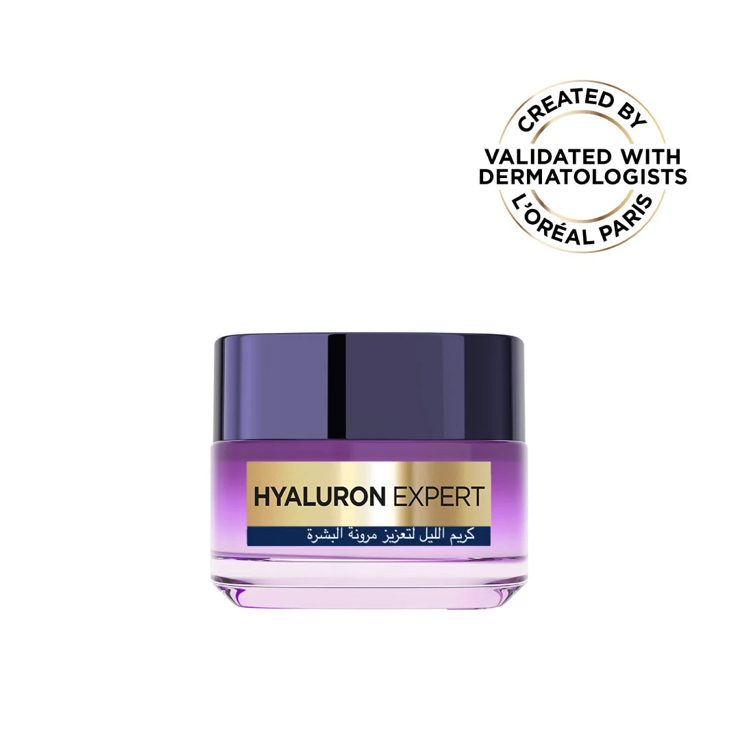 L’Oréal Paris, Hyaluron Expert, Replumping and Moisturizing Night Cream, against Fine Lines, for Intense Hydration, with Hyaluronic Acid, 50 ml