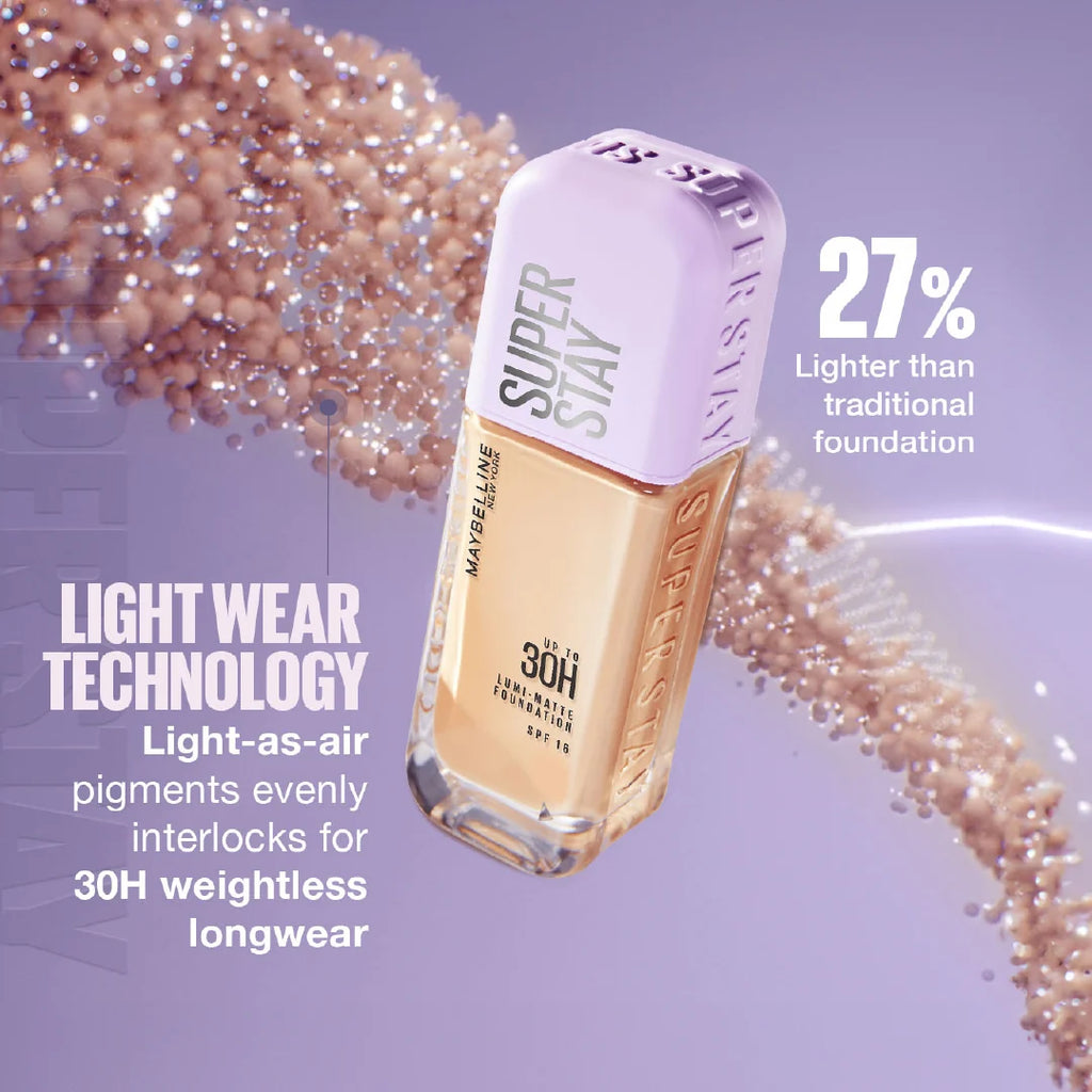 Maybelline New York Super Stay Lumi-Matte, Light As Air Foundation - 30H Longwear