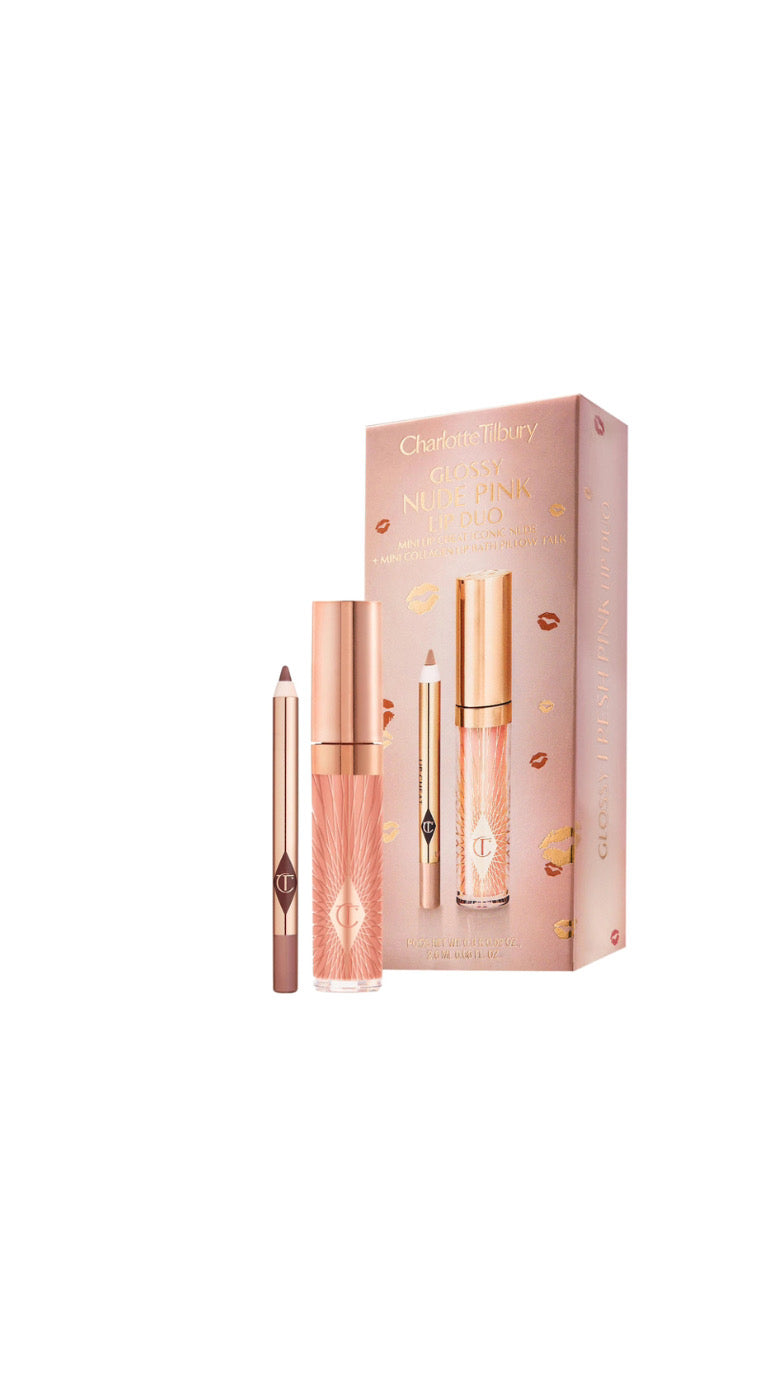 CHARLOTTE TILBURY Mini Glossy Pink Lip gloss + Lip Liner SET - NUDE PINK