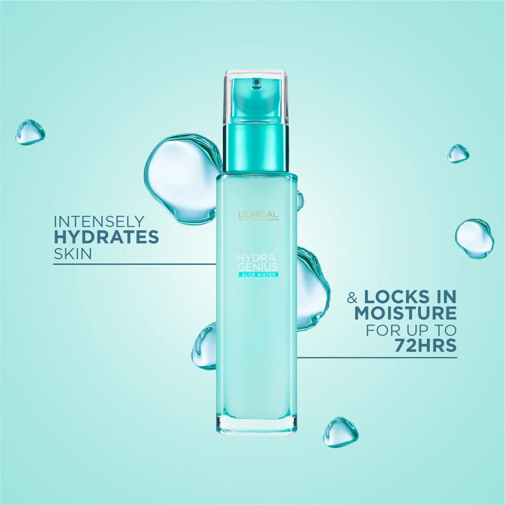 L'Oréal Paris, Hydra Genius, Water-Based Gel Facial Moisturiser, with Aloe Vera, for Dry and Sensitive Skin, 70 ml