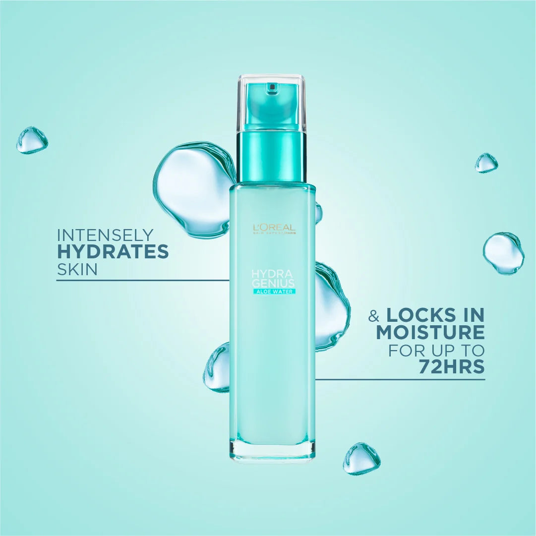 L'Oréal Paris, Hydra Genius, Water-Based Gel Facial Moisturiser, with Aloe Vera, for Dry and Sensitive Skin, 70 ml