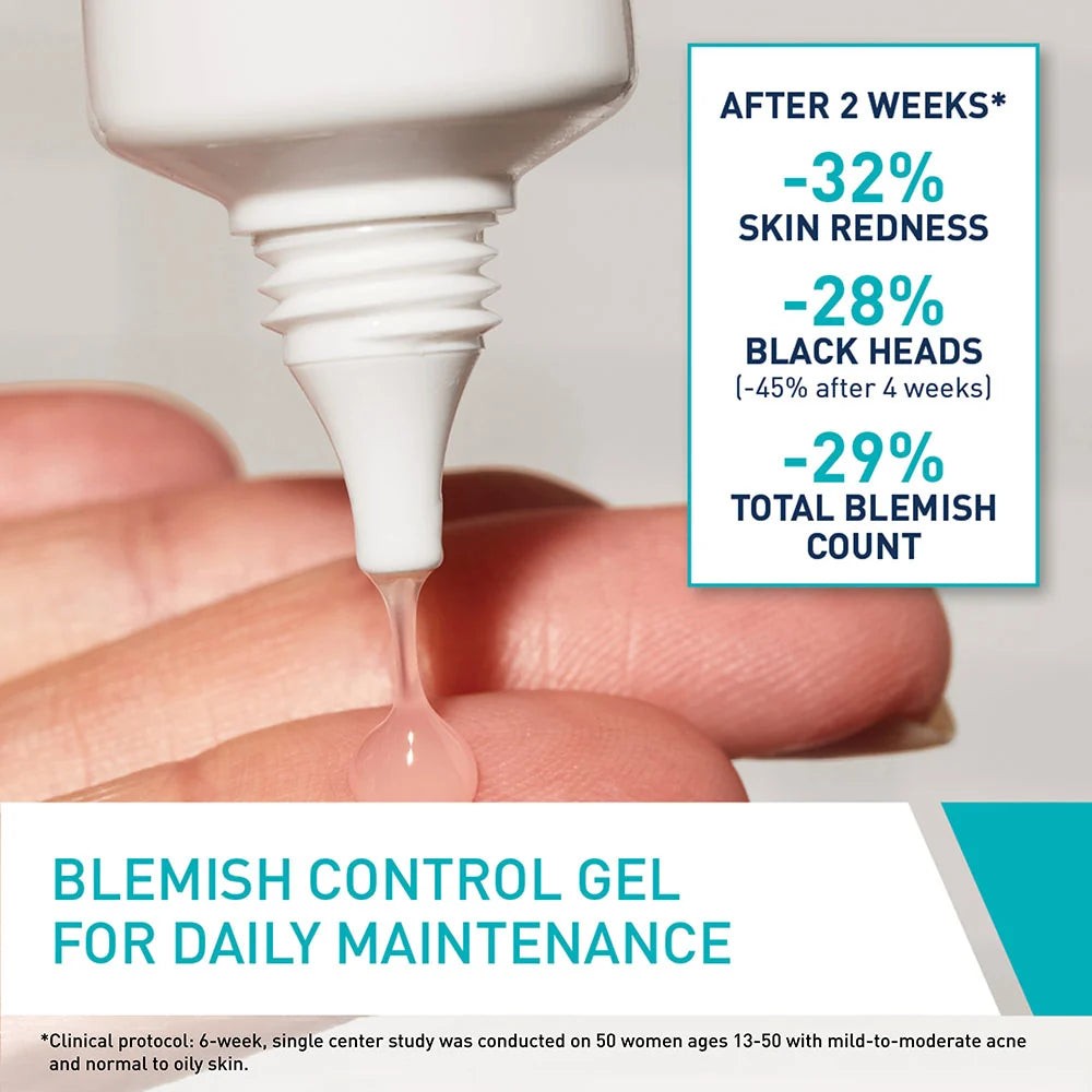 CERAVE Blemish Control Gel Facial Moisturiser For Acne & Blemishes with Glycolic Acid and Lactic Acid AHA/BHA