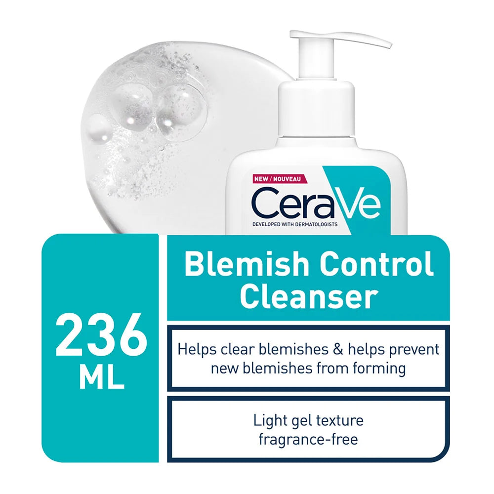 CERAVE Blemish Control Cleanser Face Wash For Acne & Blemish Prone Skin with 2% Salicylic Acid, Niacinamide and Ceramides