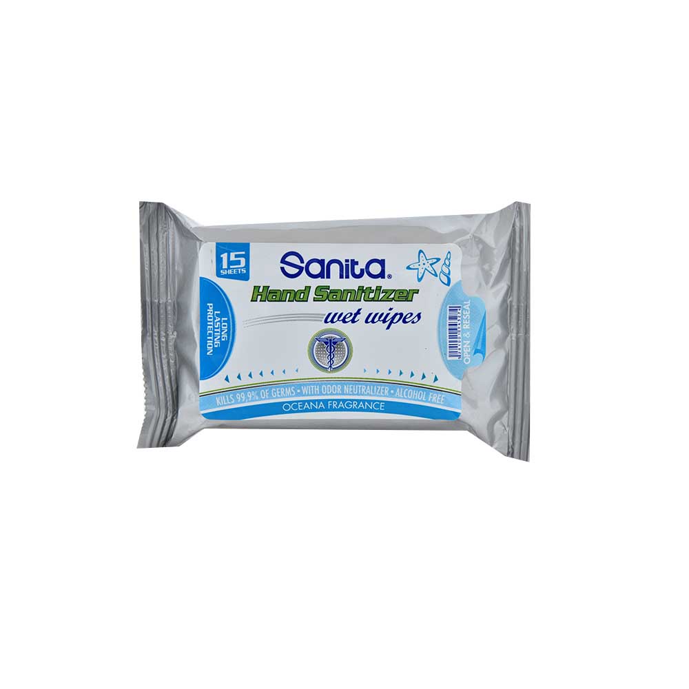 Sanita hand sanitizer wet wipes 15's