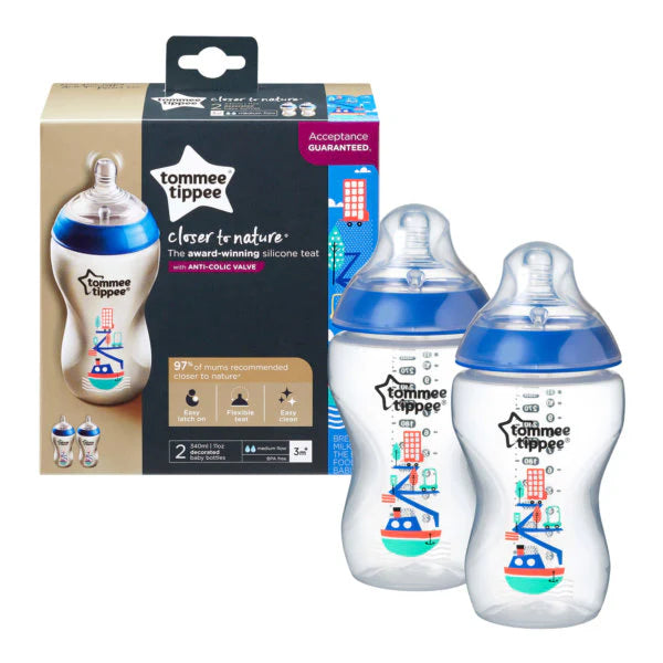 Tommee tippee 2 decorated Bottle 340ml 3m+