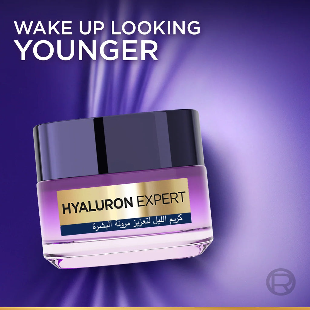 L’Oréal Paris, Hyaluron Expert, Replumping and Moisturizing Night Cream, against Fine Lines, for Intense Hydration, with Hyaluronic Acid, 50 ml