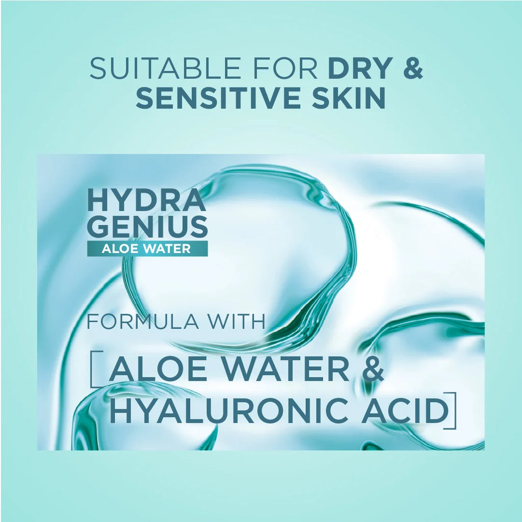 L'Oréal Paris, Hydra Genius, Water-Based Gel Facial Moisturiser, with Aloe Vera, for Dry and Sensitive Skin, 70 ml