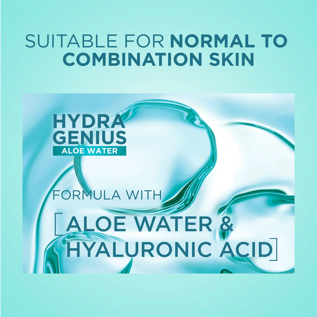 L'Oréal Paris, Hydra Genius, Water-Based Gel Facial Moisturiser, with Aloe Vera, for Normal to Combination Skin, 70 ml