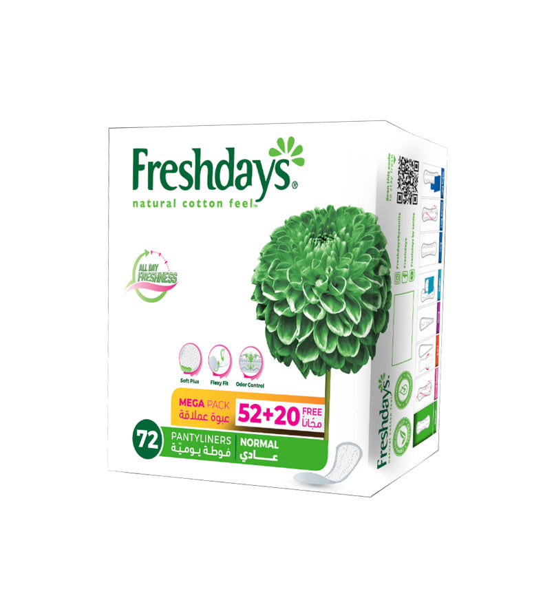 FRESHDAYS PANTY LINERS NORMAL 52+20FREE 72'S