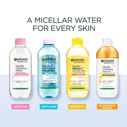 Garnier Vitamin C Micellar Water Facial Brightening Cleanser and Makeup Remover