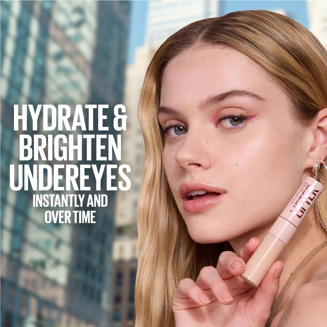 Maybelline Lifter Serum Concealer, Full Coverage, Includes 2% Peptides + Caffeine to Hydrate & Brighten Under Eyes