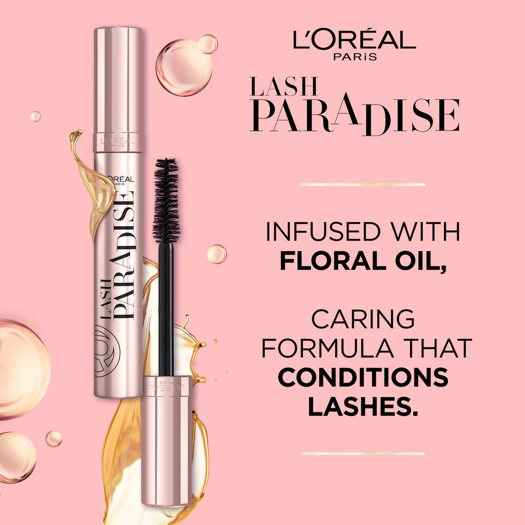 L'Oreal Paris Lash Paradise 24 Hour, Volumizing and Lengthening Black Mascara- Washable