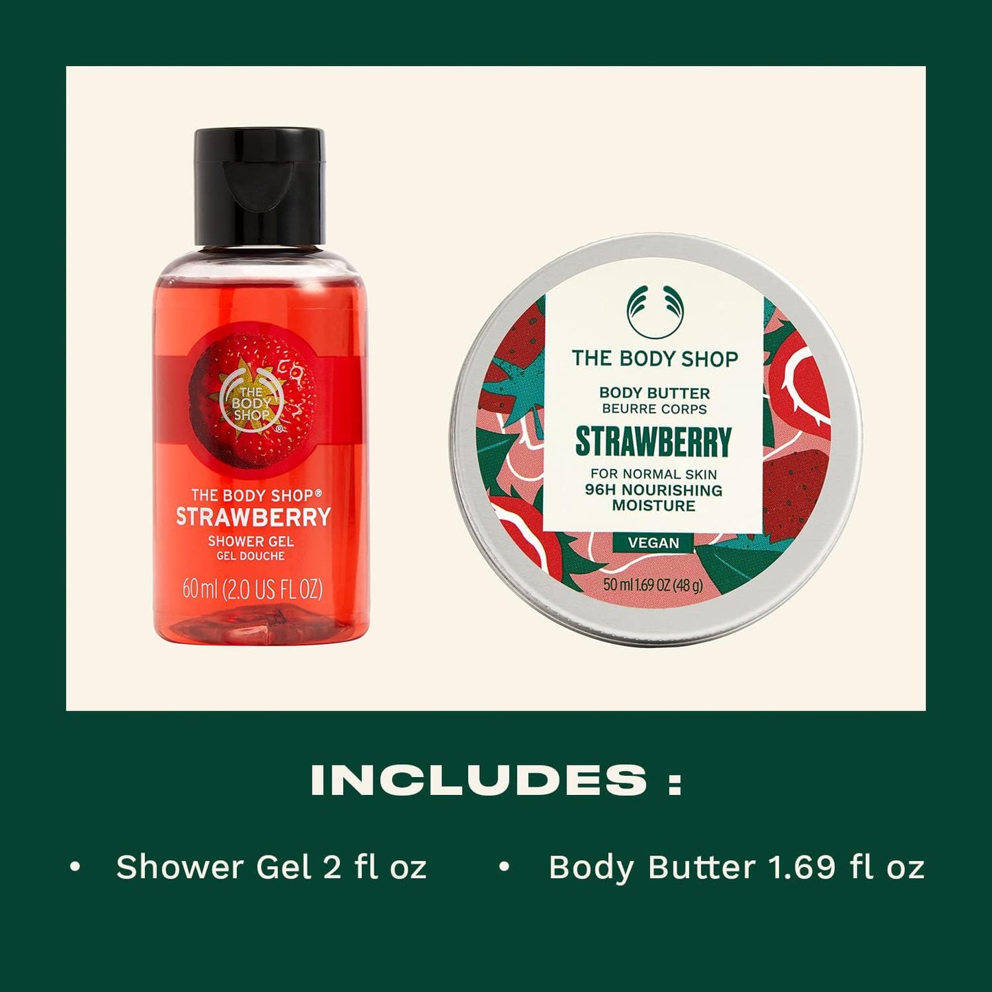 The Body Shop Jolly & Juicy Strawberry Treats Gift Set, Fruity and Refreshing Skincare Gift, 2 Items