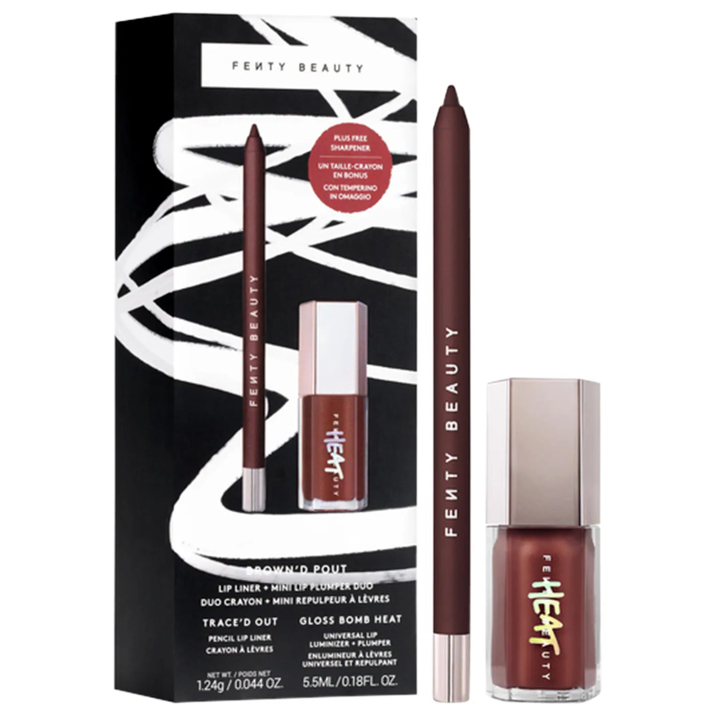 FENTY BEAUTY Brown'd Pout Lip Liner + Mini Lip Plumper Duo