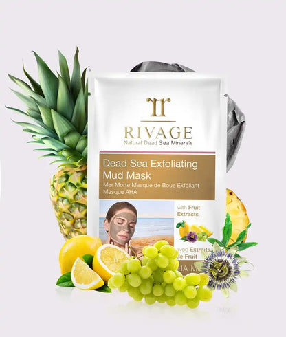 RIVAGE Dead Sea Exfoliating Facial Mud Mask - Pack of 4 Sachets (25g X 4)