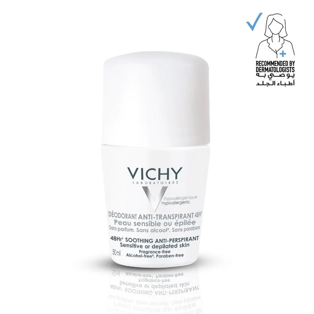 VICHY 48H Soothing Anti-Perspirant Roll-On - Sensitive or Depilated Skin