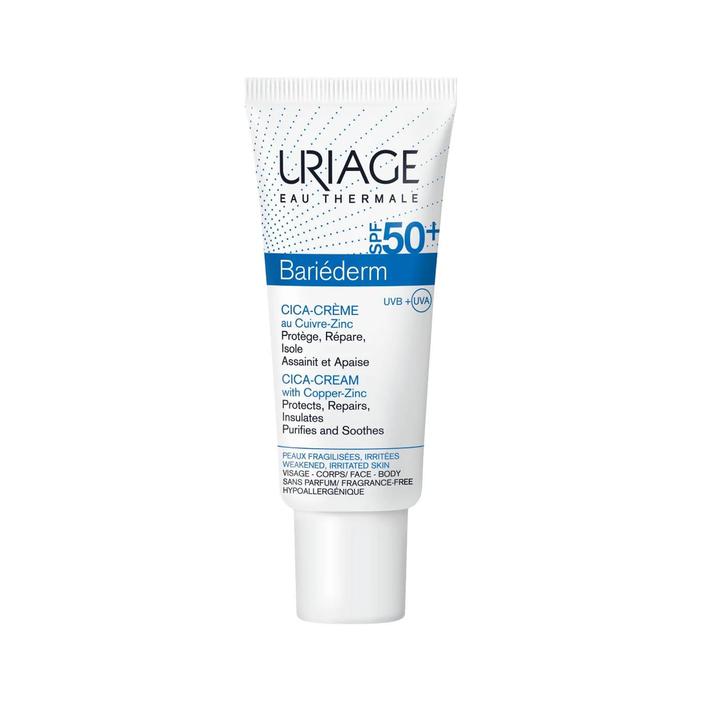 URIAGE Bariéderm Cica-Cream with Copper-Zinc SPF50+ - Weakened Irritated Skin