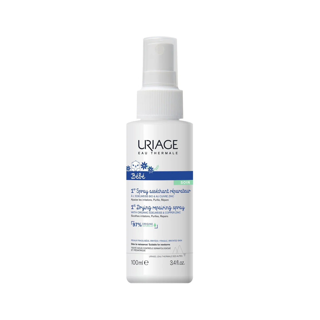 URIAGE BEBE 1st Cu-Zn+ Spray - Weakened and Irritated Skin, Oozing Areas, Skin Folds