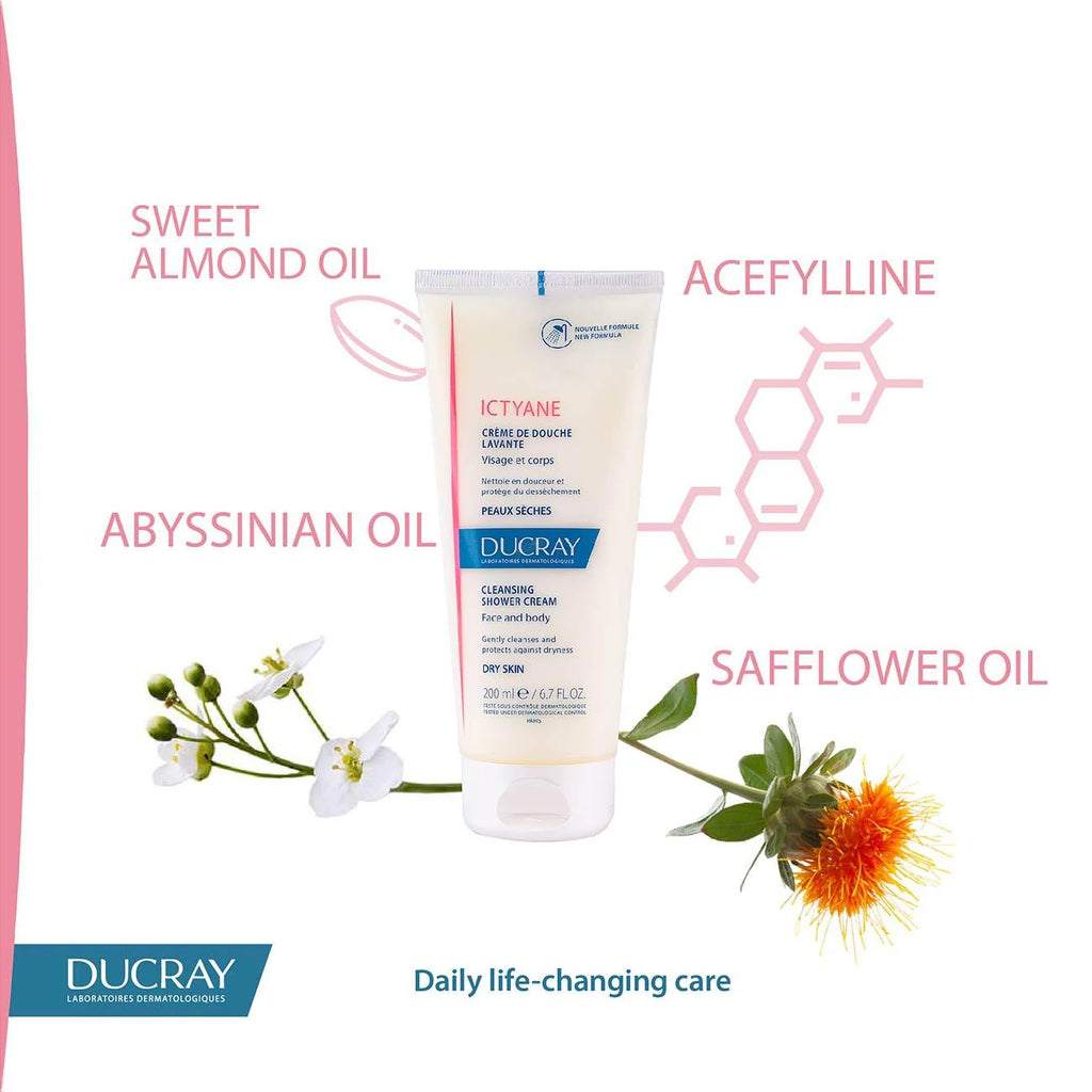 DUCRAY Ictyane Cleansing Shower Cream - Face and Body - 200ML