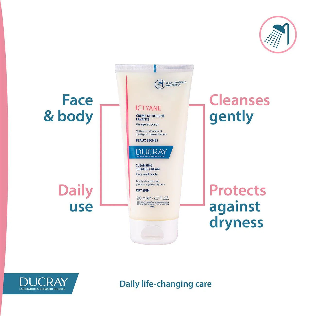 DUCRAY Ictyane Cleansing Shower Cream - Face and Body - 200ML