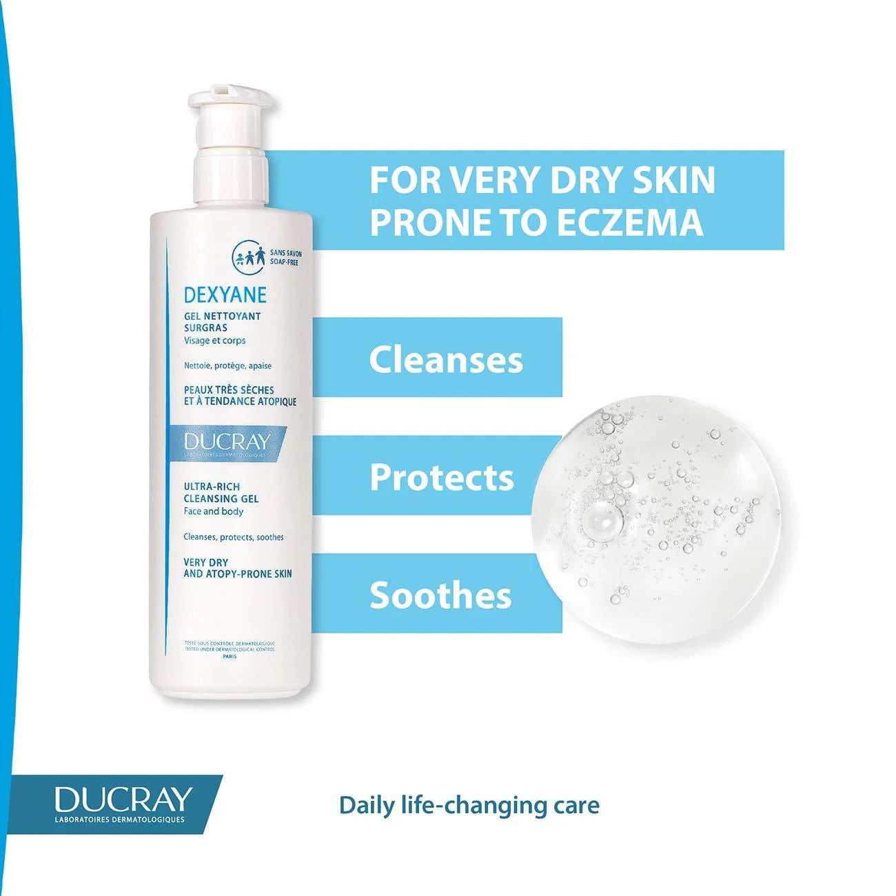 DUCRAY Dexyane Ultra-Rich Cleansing Gel, Face and Body - Very Dry and Atopy-Prone Skin