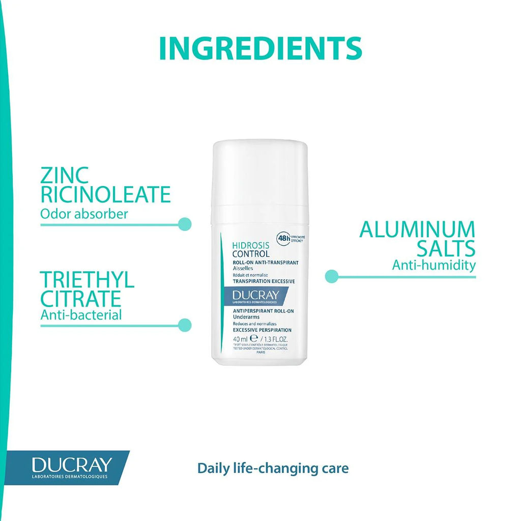 DUCRAY Hidrosis Control Antiperspirant Roll-On 48H Efficacy - Underarms, Excessive Perspiration