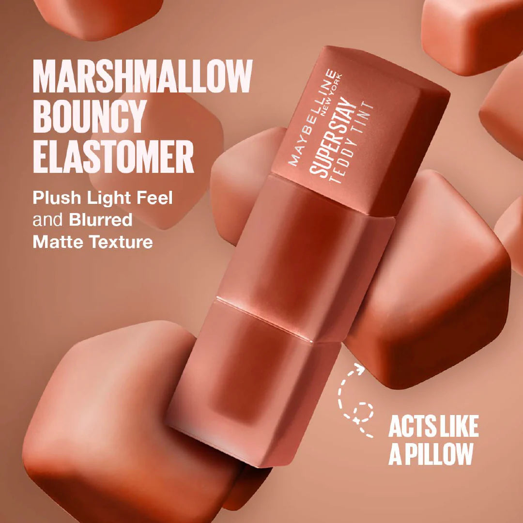 MAYBELLINE Super Stay Teddy Tint Soft Blurred Matte Lip Tint | 12h Longwear, Transfer proof