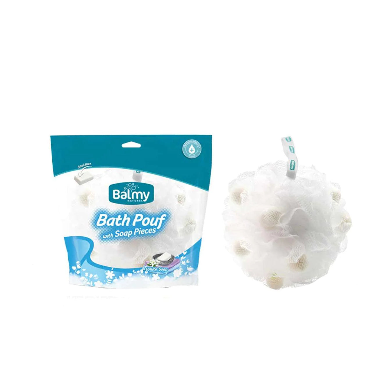 BALMY Bath pouf with soap pieces