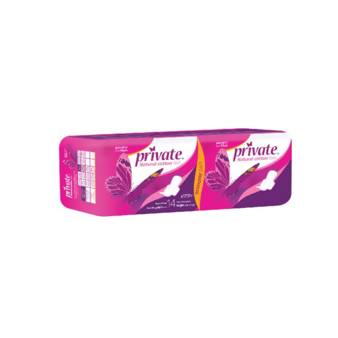 PRIVATE NIGHT PADS Extra Thin 14's Economy pack