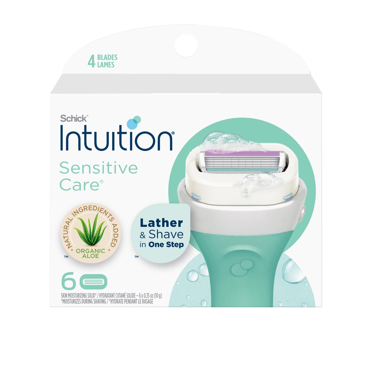 Schick intuition 6's sensitive care refill 4 blades