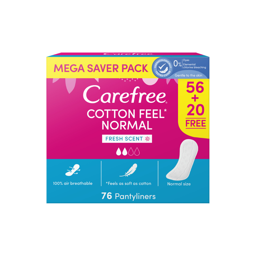 Carefree Pantyliners cotton feel normal 56+20free