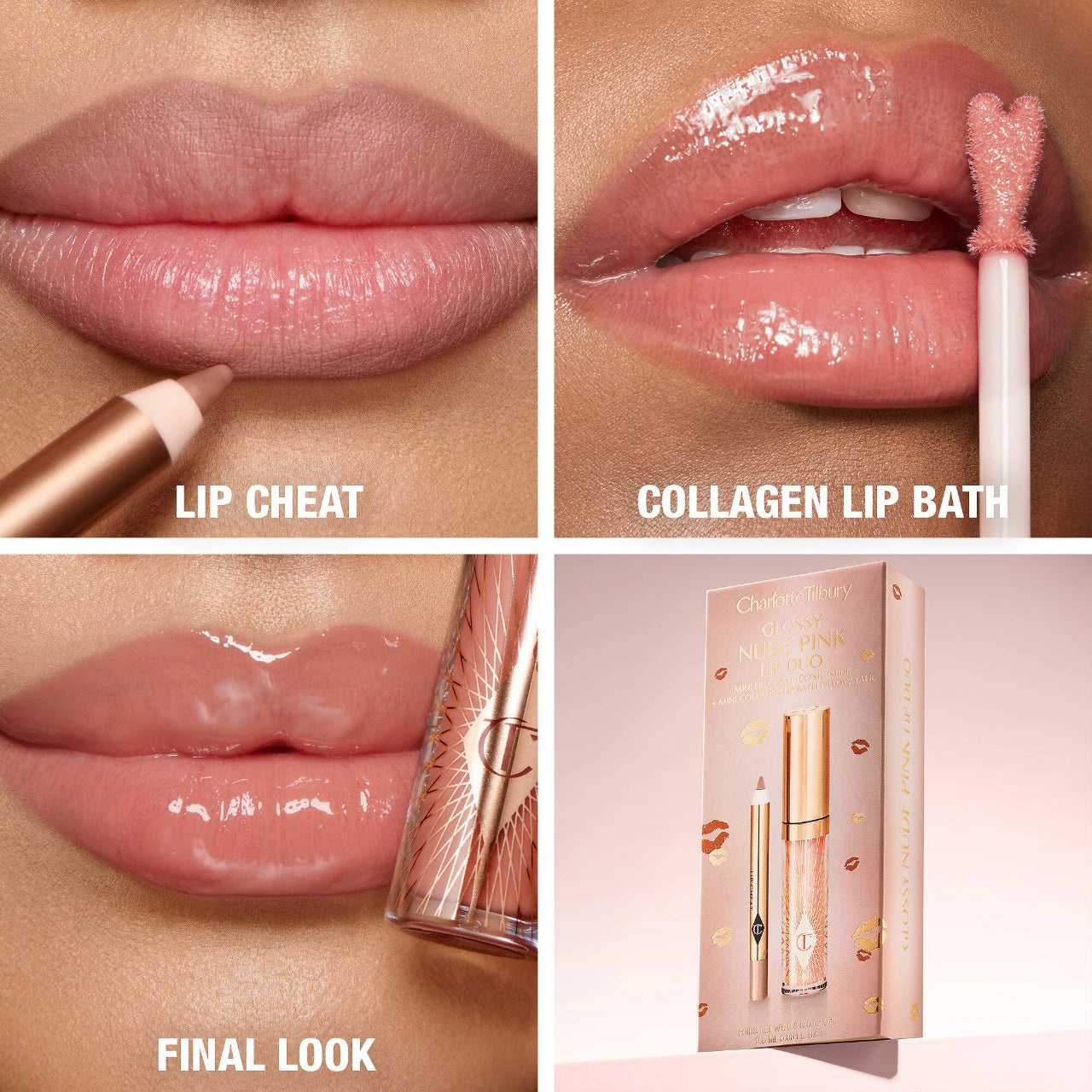 CHARLOTTE TILBURY Mini Glossy Pink Lip gloss + Lip Liner SET